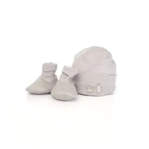 Merino Kids Cocooi Beanie   Bootie Set - Light Grey