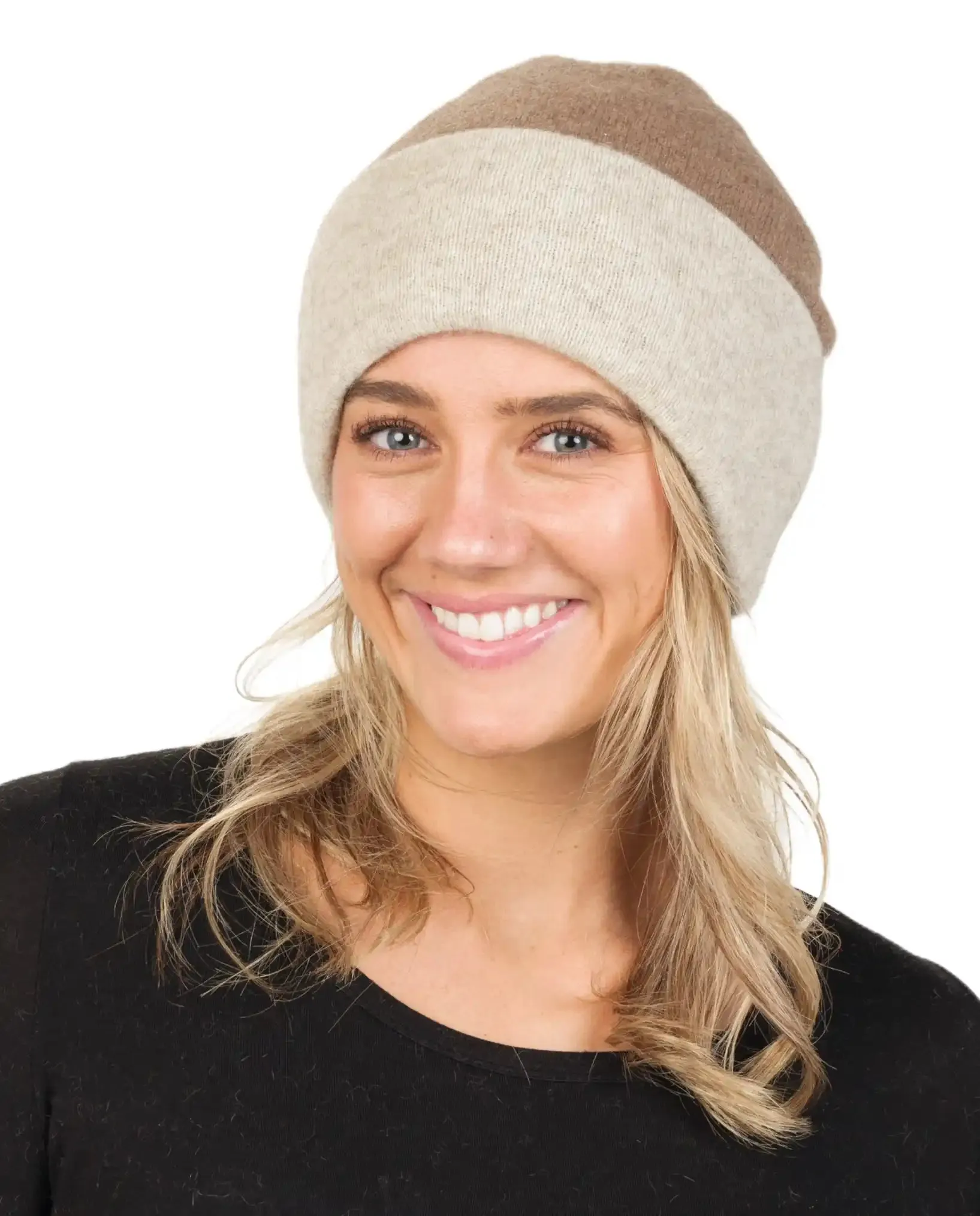 Mink & Natural Reversible Beanie Hat - NX740