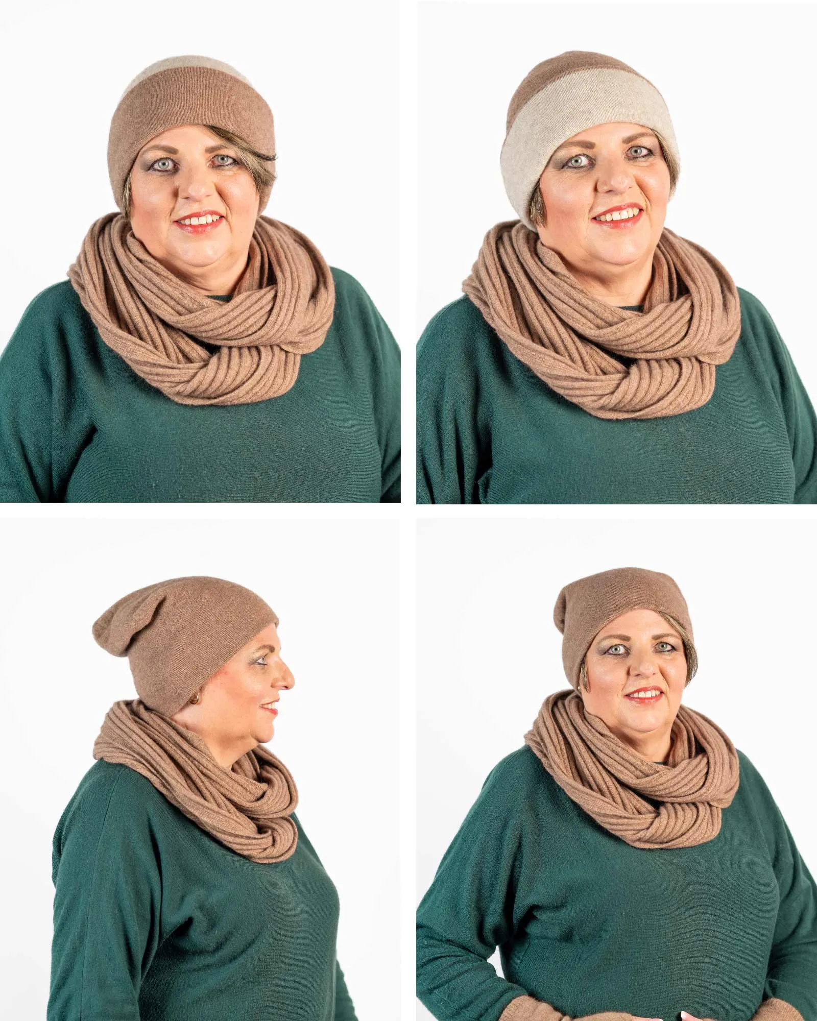 Mink & Natural Reversible Beanie Hat - NX740