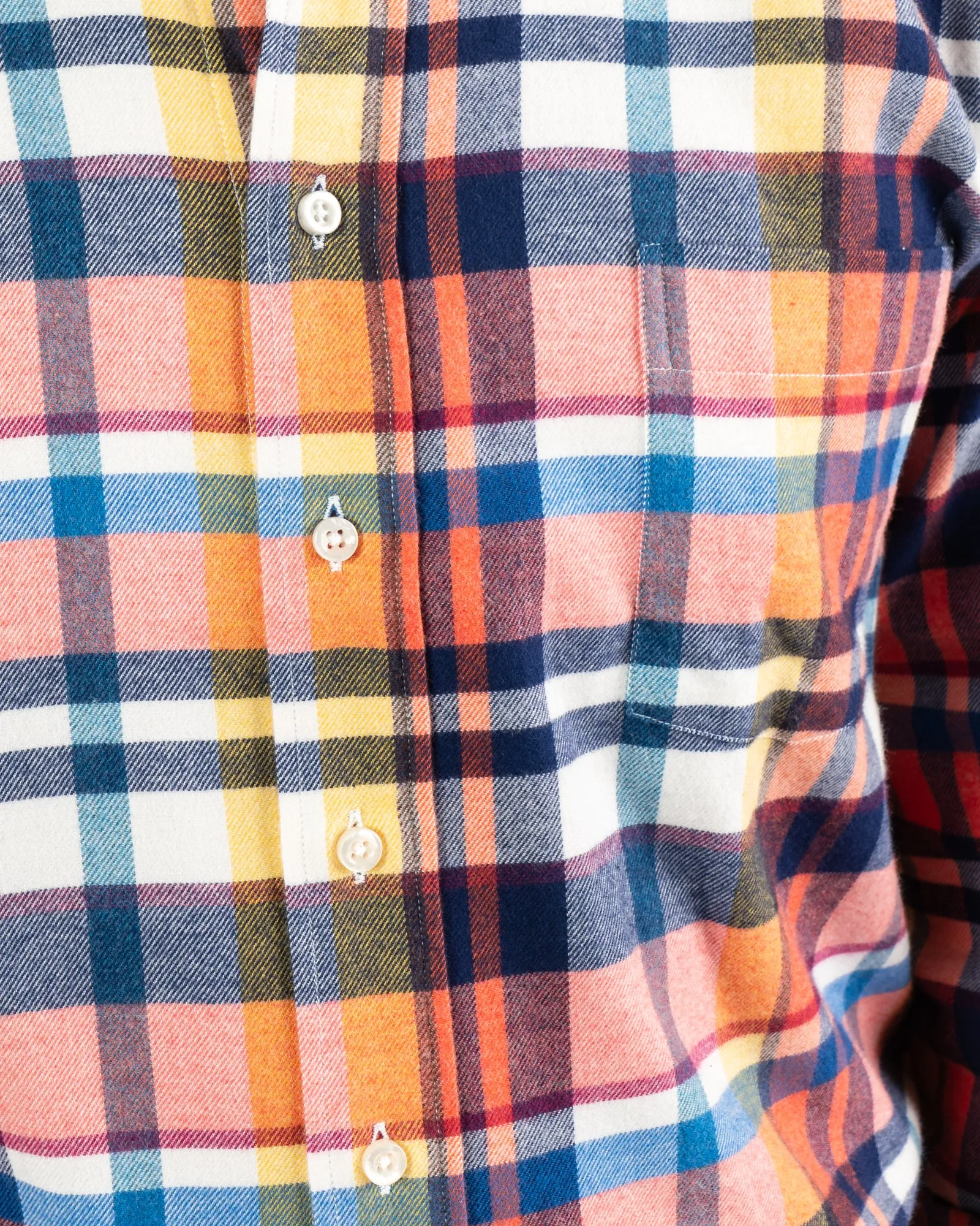 Mirfield Tangerine Plaid Classic Fit Brushed Cotton Flannel Shirt