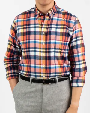 Mirfield Tangerine Plaid Classic Fit Brushed Cotton Flannel Shirt