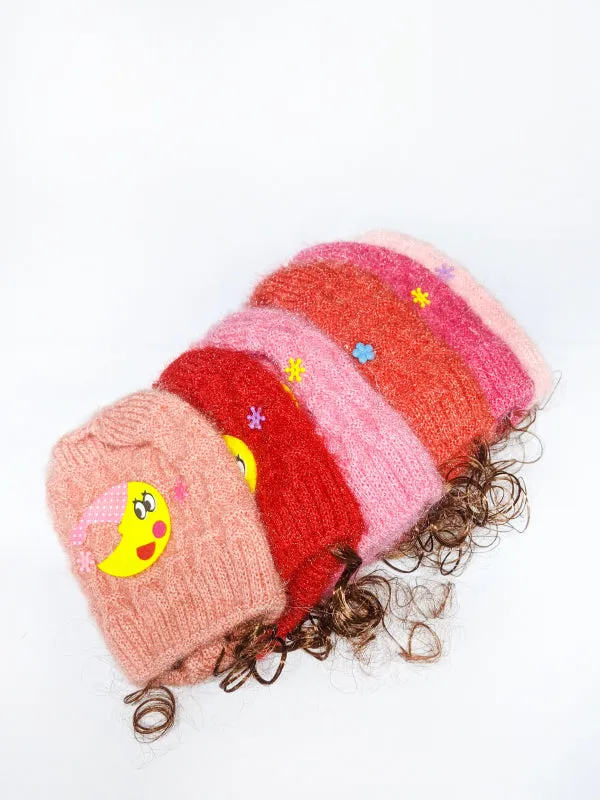 Multidesign Light Pink Beanie Winter Caps For Kids/Unisex Winter Hat/Warm Knitted Beanie for Kids KWC07