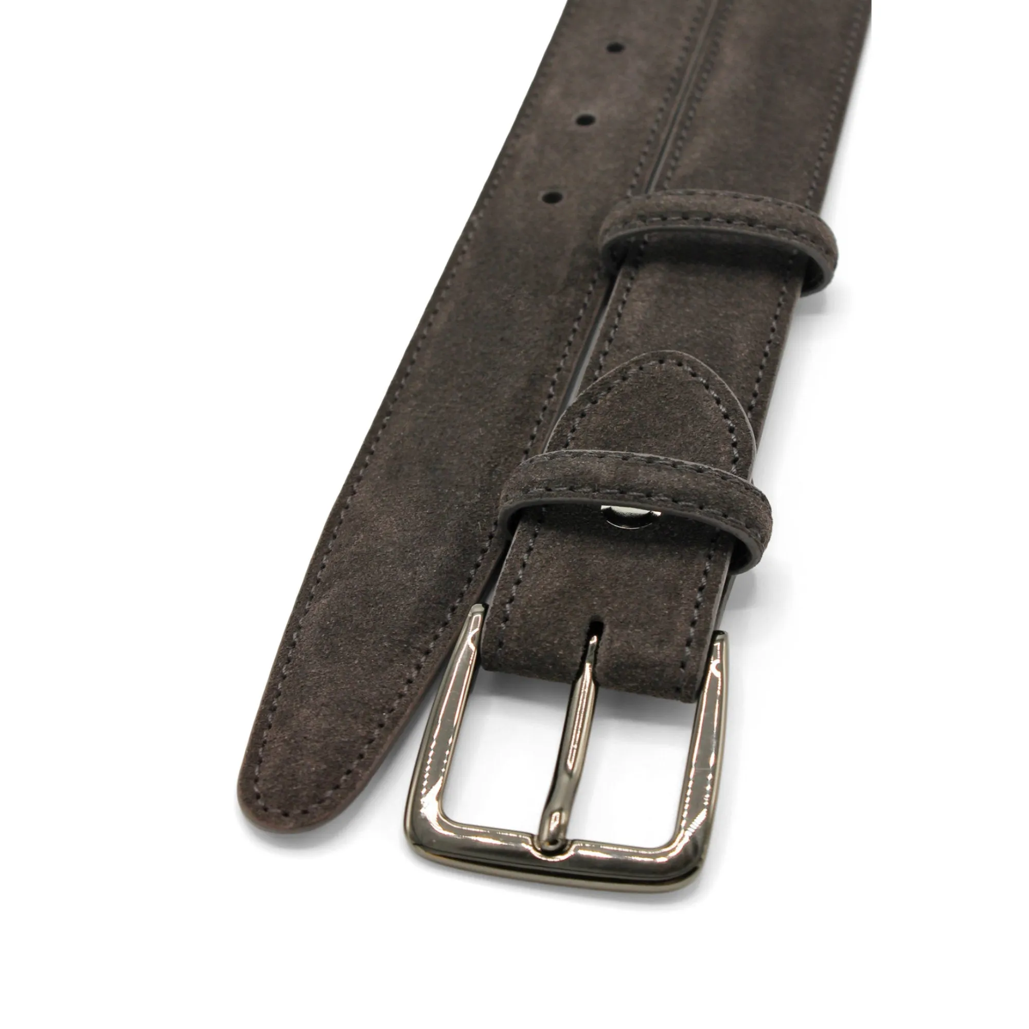 Narrow Anthracite Grey Suede Belt