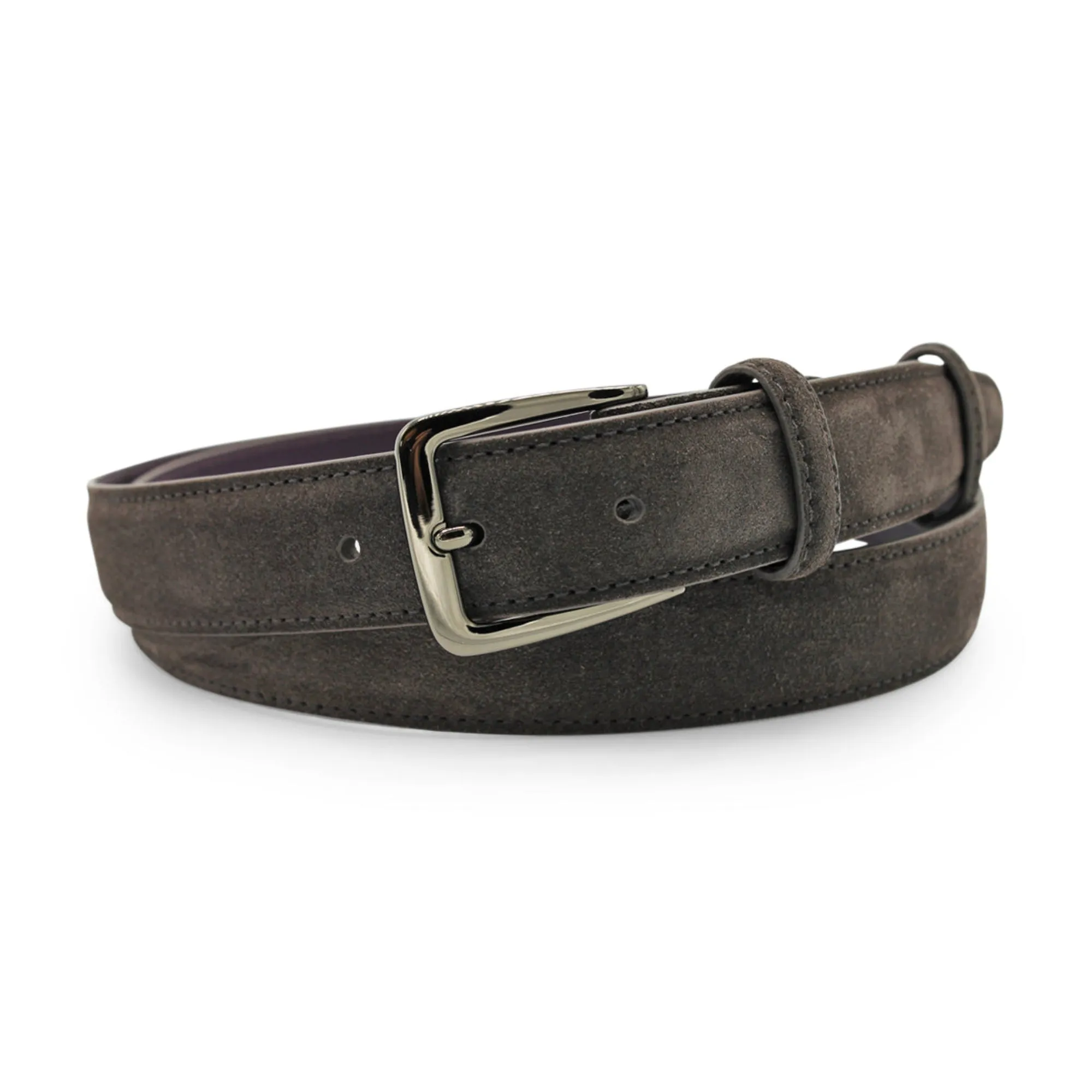 Narrow Anthracite Grey Suede Belt