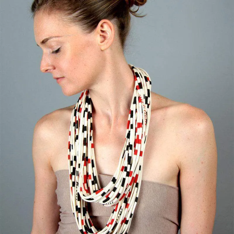 Necklush Infinity Scarf / Red & Black Stripe / Unisex