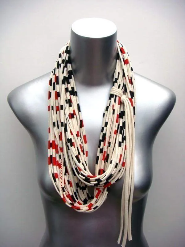 Necklush Infinity Scarf / Red & Black Stripe / Unisex