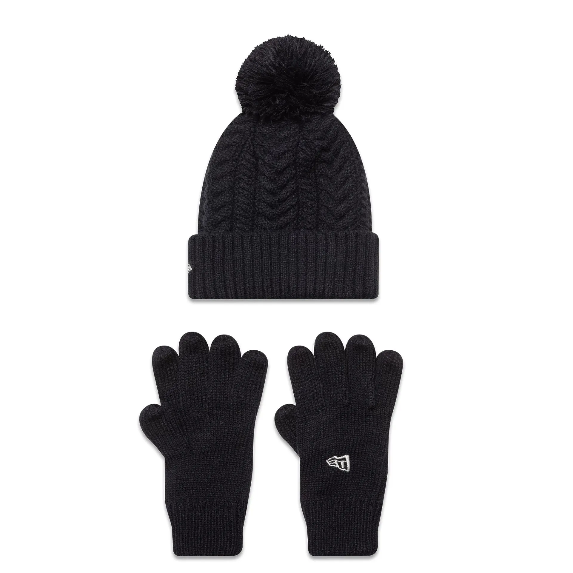 New Era Youth Cable Navy Beanie and Gloves Set