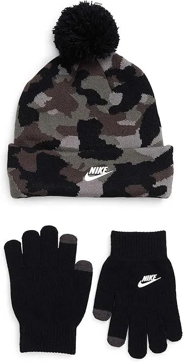 Nike Big Boys 2 Piece Futura Camo-Print Beanie & Gloves Set