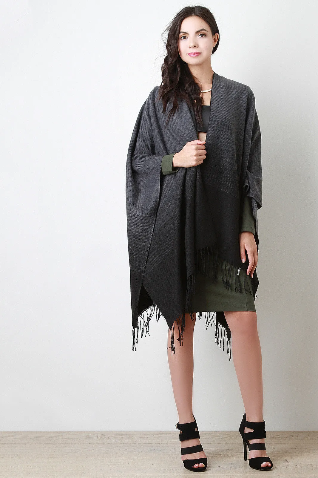 Ombre Woven Fringe Cape