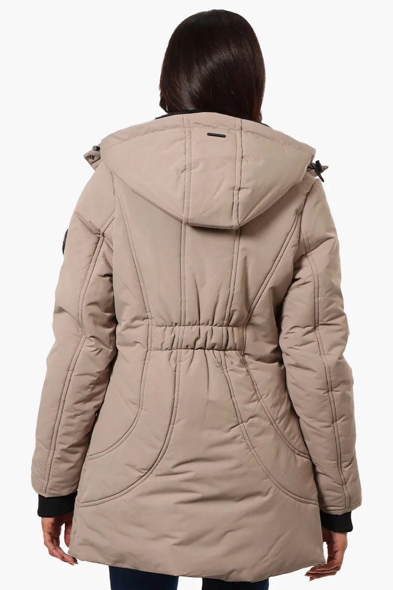 Oppenheimer Hooded Cinched Waist Parka Jacket - Beige