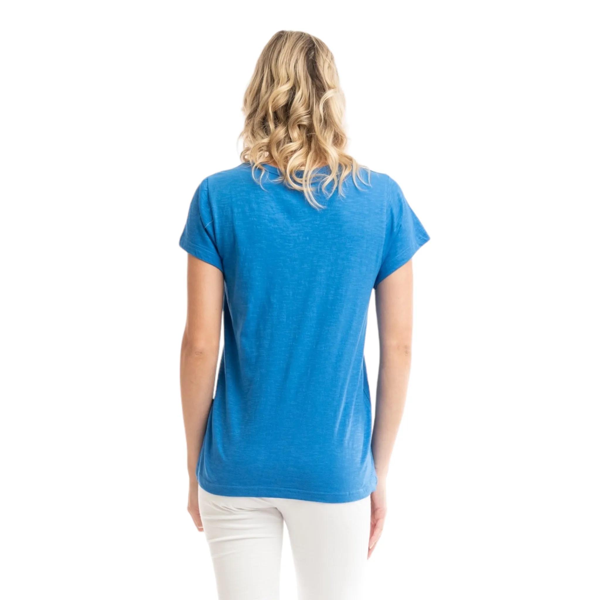 Orientique V-Neck Cotton Top Nautical Blue