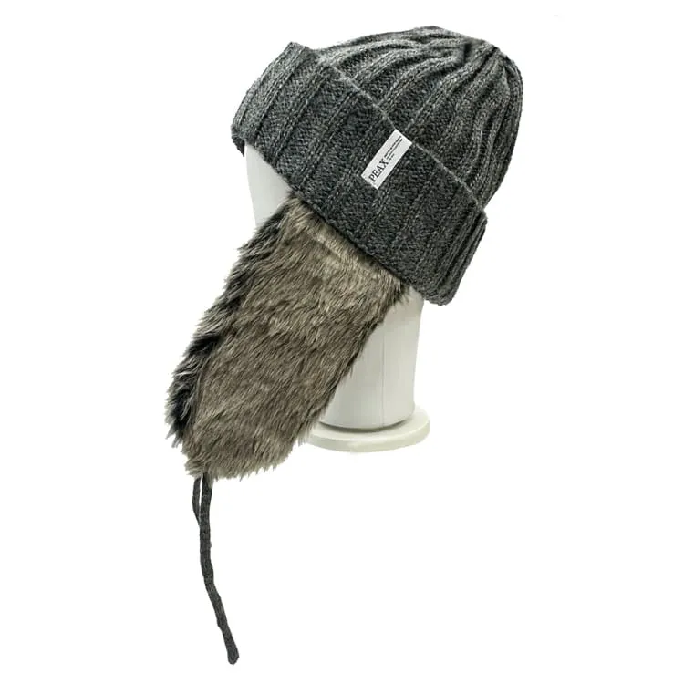 Peax Fur Earflap Beanie-GRAY