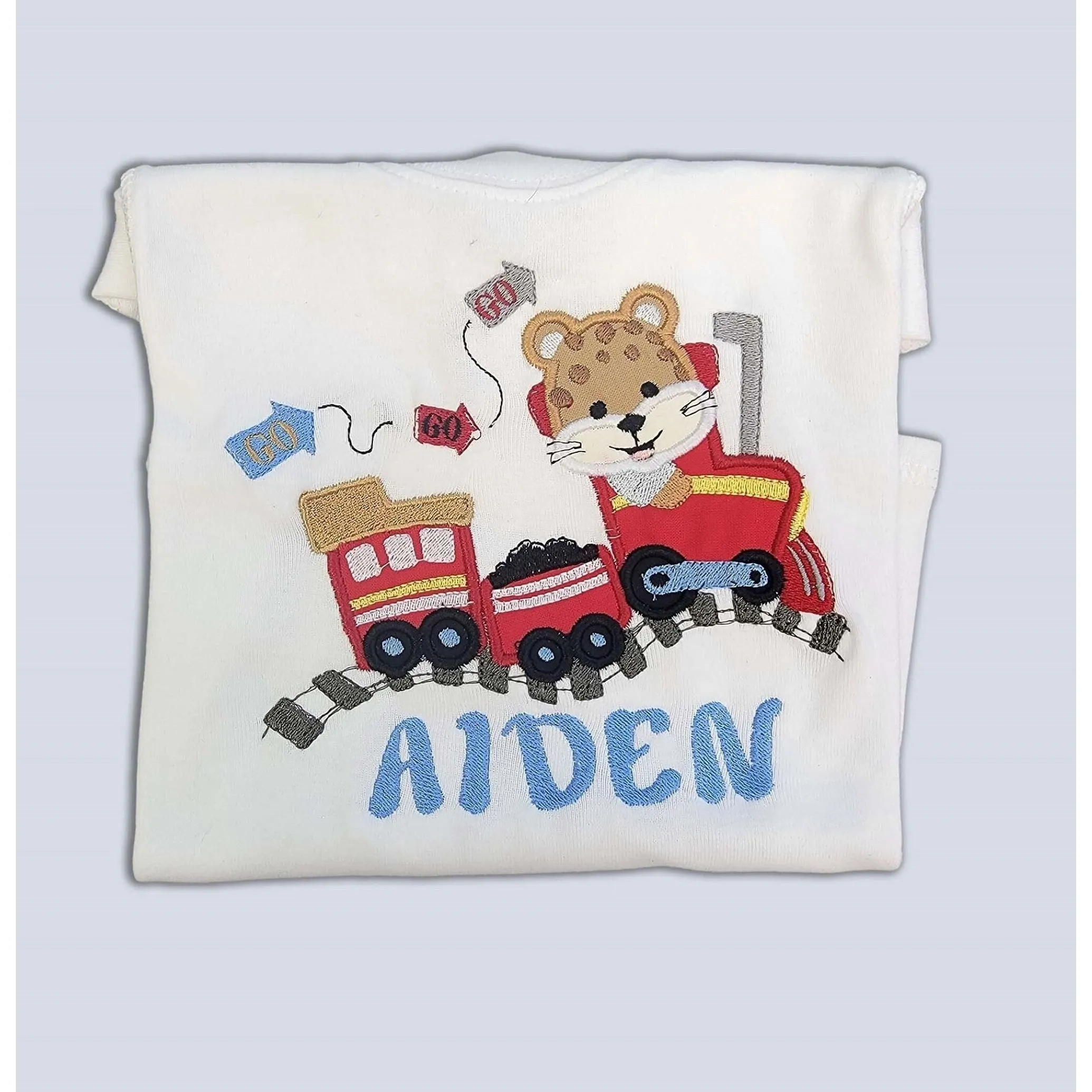 Personalized Birthday Shirt | Boys Tee | Embroidered T-Shirt |  Personalized Train Birthday Shirt