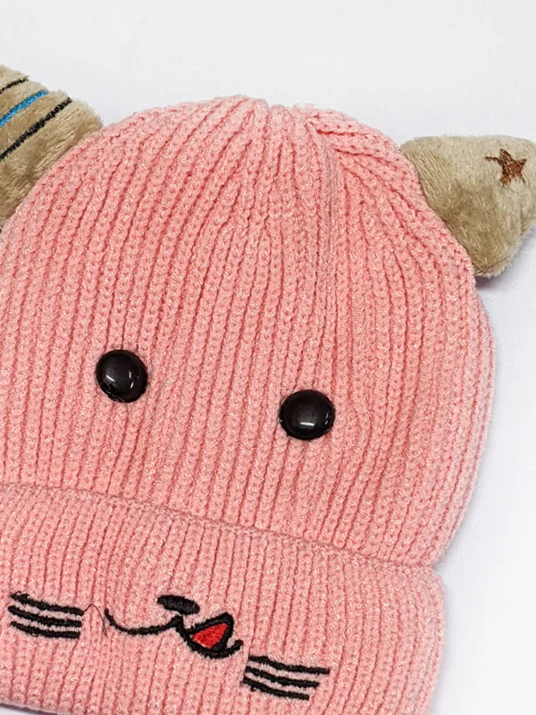 Pink Beanie Winter Caps For Kids/Unisex Winter Hat/Warm Knitted Beanie for Kids KWC13