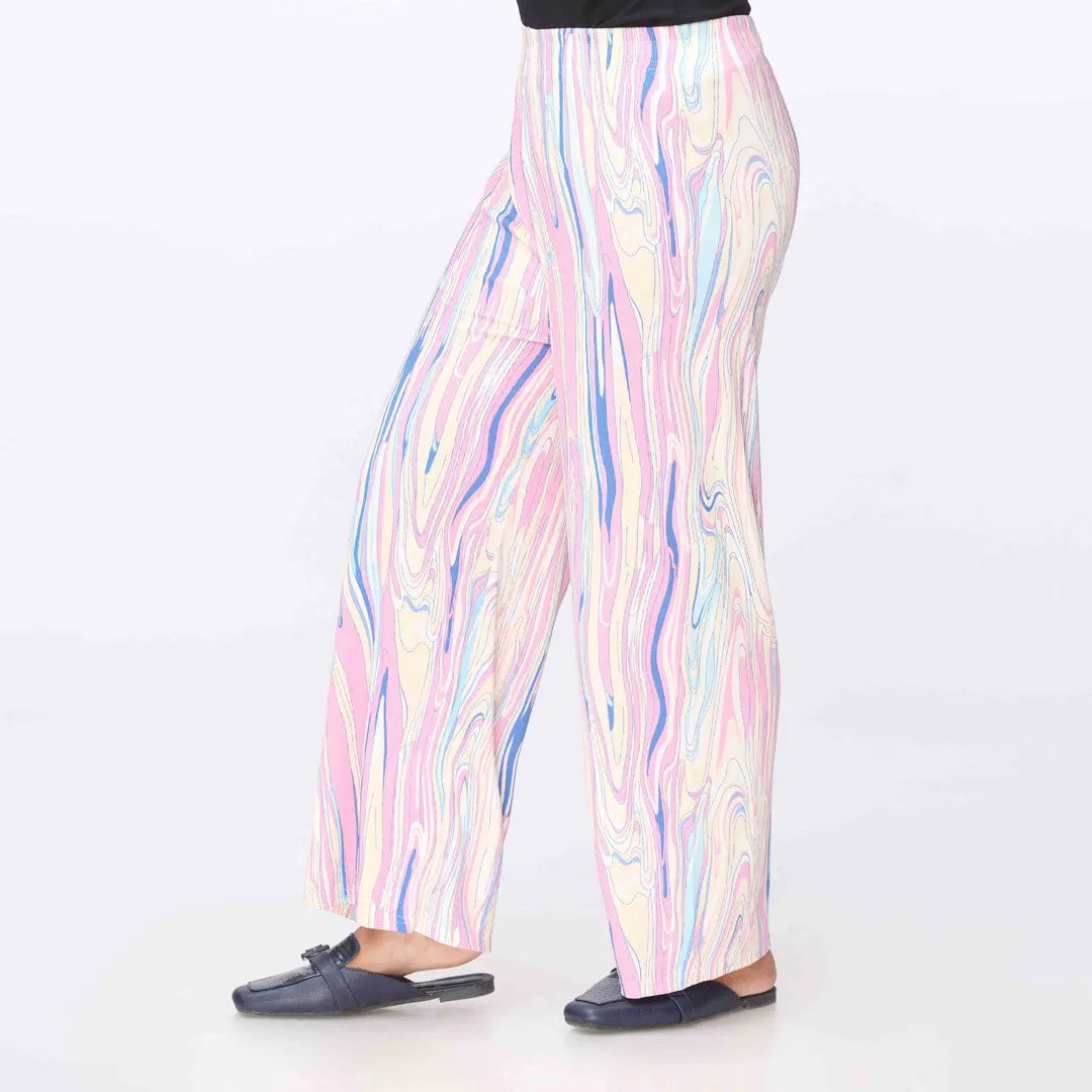 Pink Printed Jersey Straight Trouser PW3560