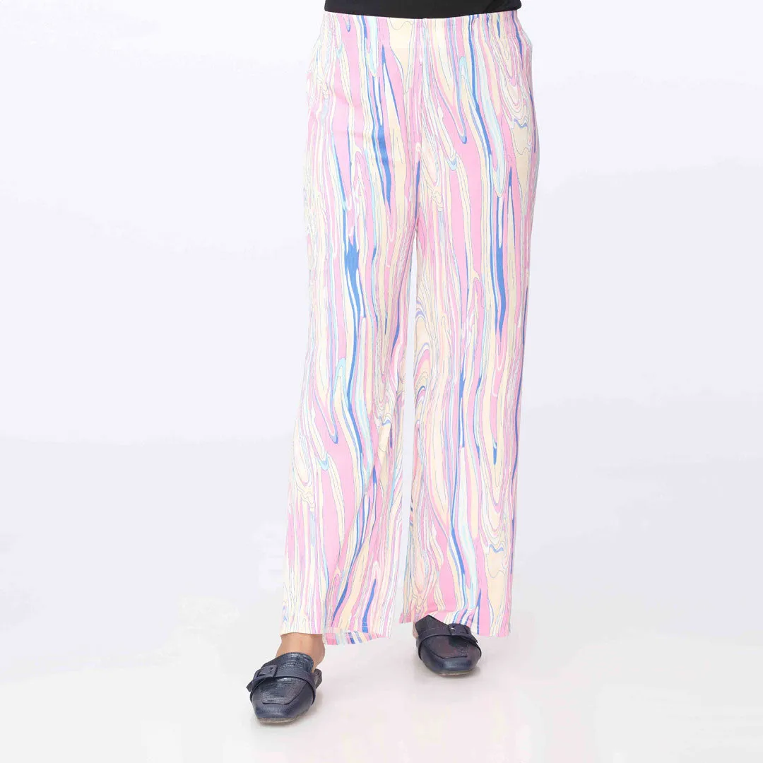 Pink Printed Jersey Straight Trouser PW3560