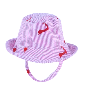 Pink Seersucker with Pink Embroidered Cape Cods Baby Bucket Hat