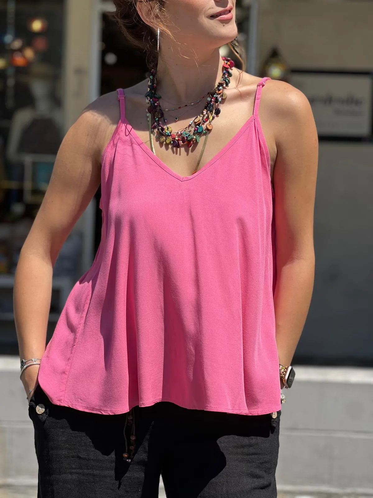 Pink Viscose Tunic with Adjustable Strap