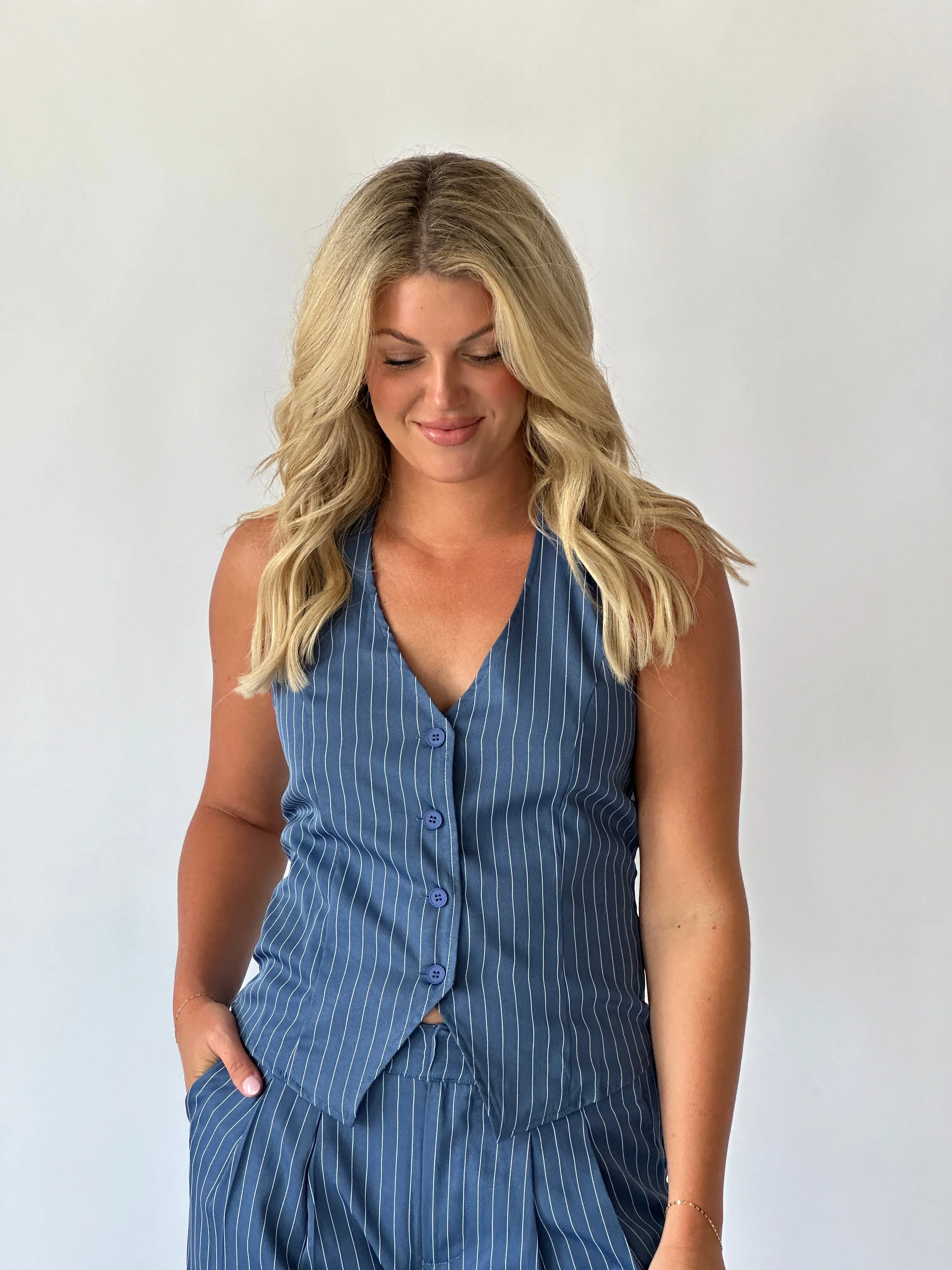 Pinstripe Halter Vest