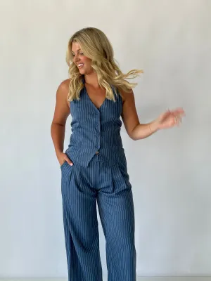 Pinstripe Halter Vest