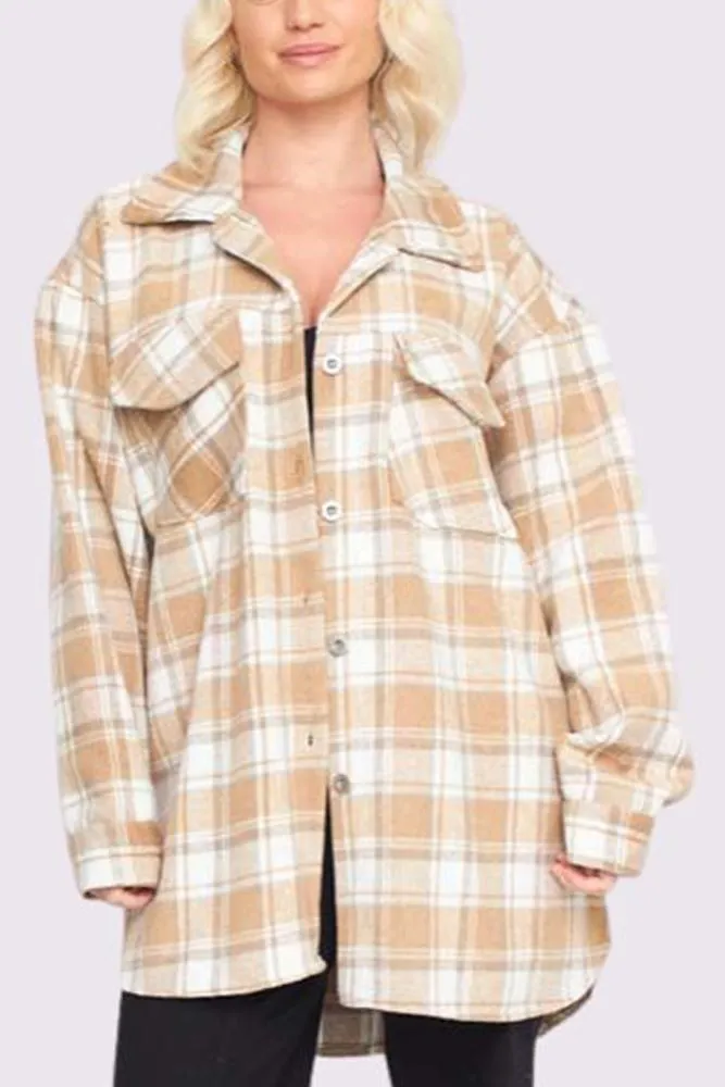 Plaid Print Front Pockets Shirt