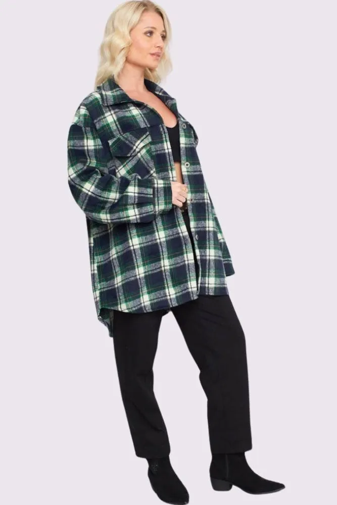 Plaid Print Front Pockets Shirt