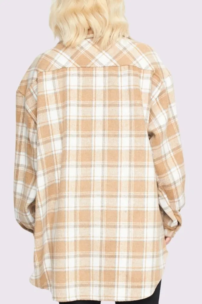 Plaid Print Front Pockets Shirt