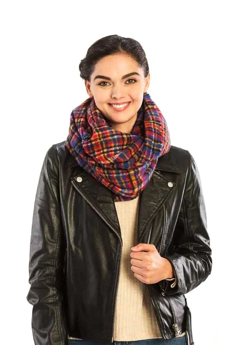 Plaid Print Infinity Scarf