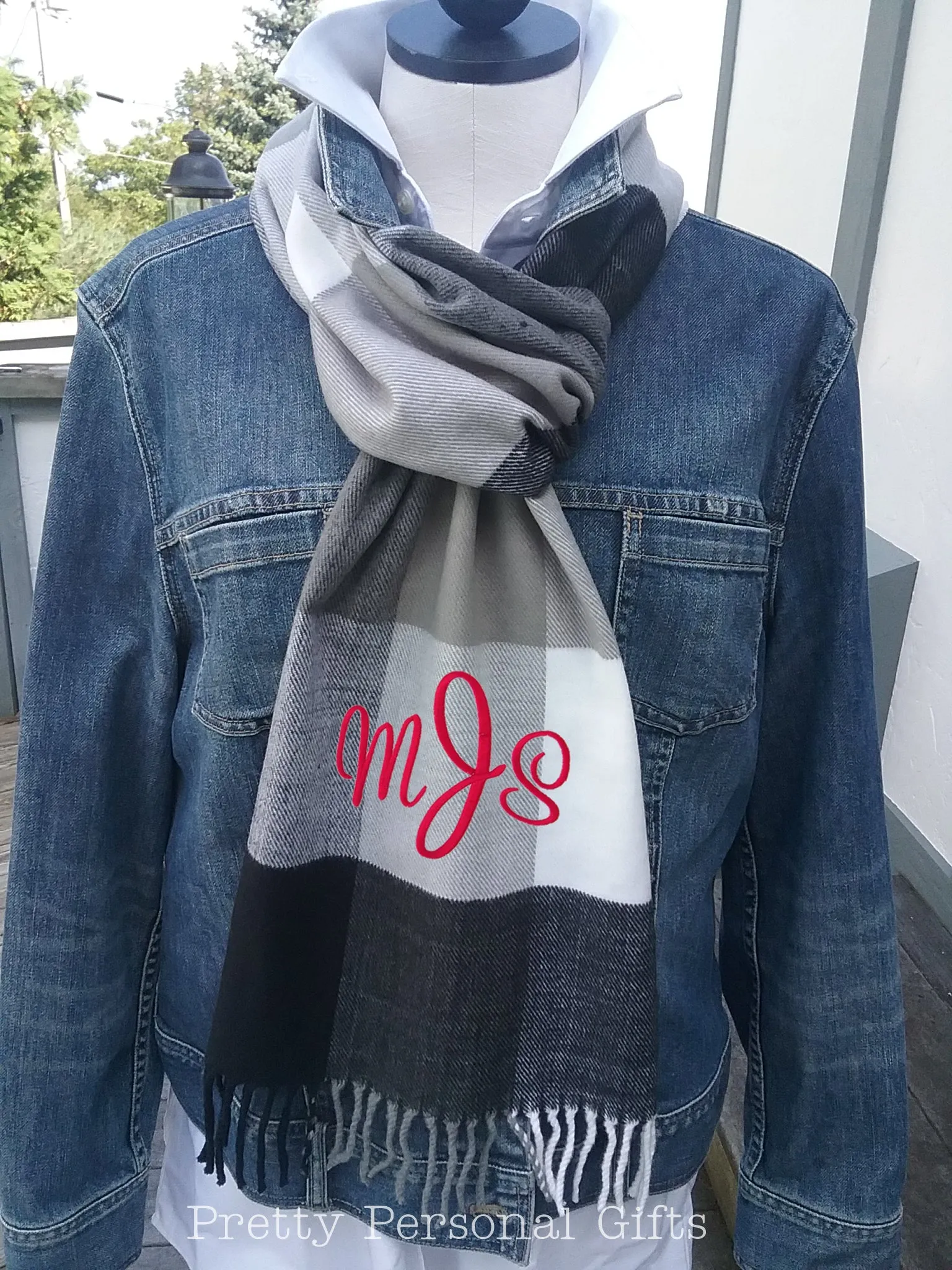 Plaid Scarf With Monogram