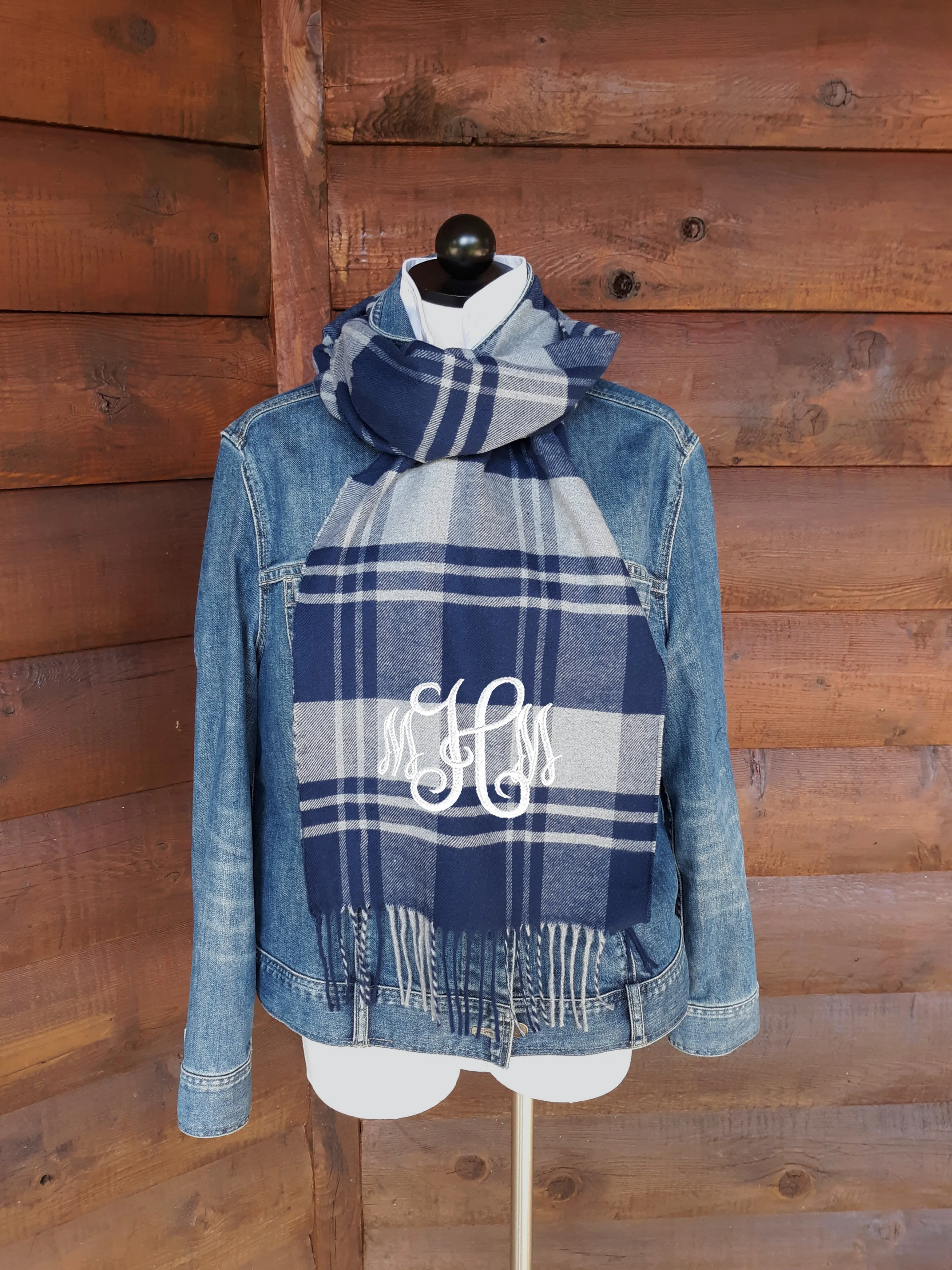 Plaid Scarf With Monogram