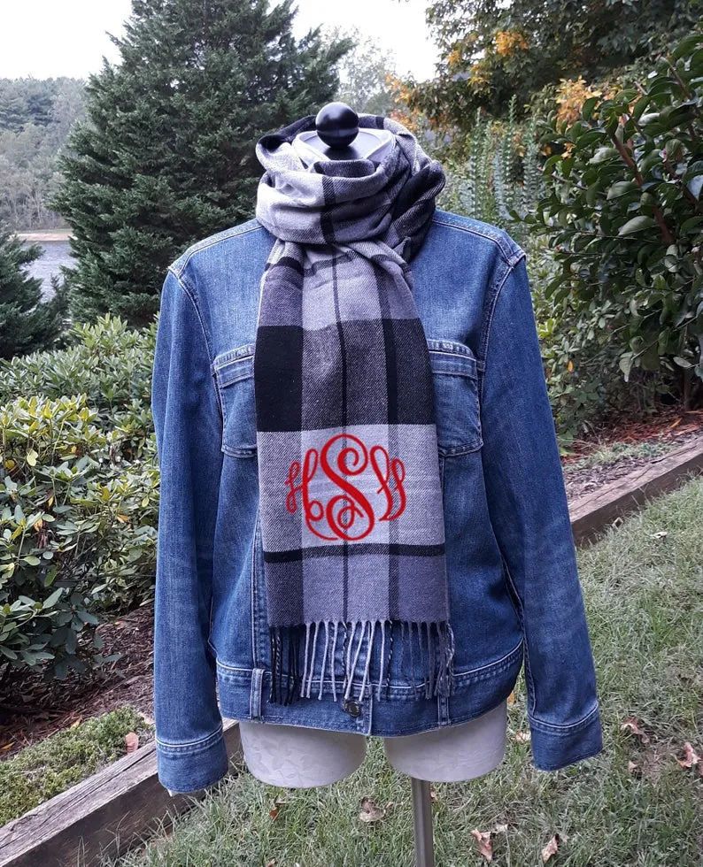 Plaid Scarf With Monogram