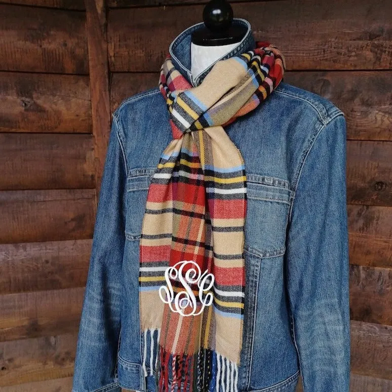 Plaid Scarf With Monogram