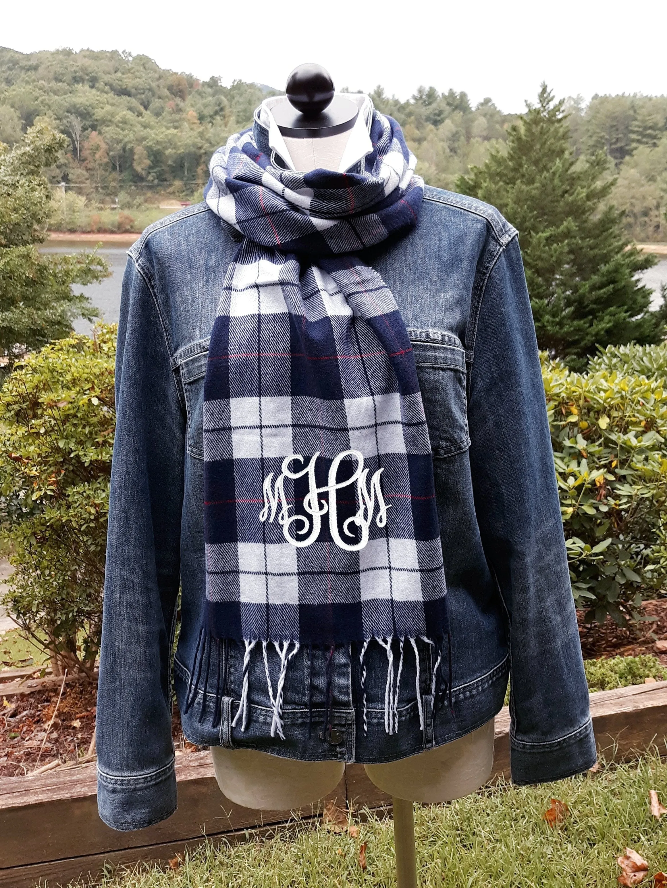 Plaid Scarf With Monogram