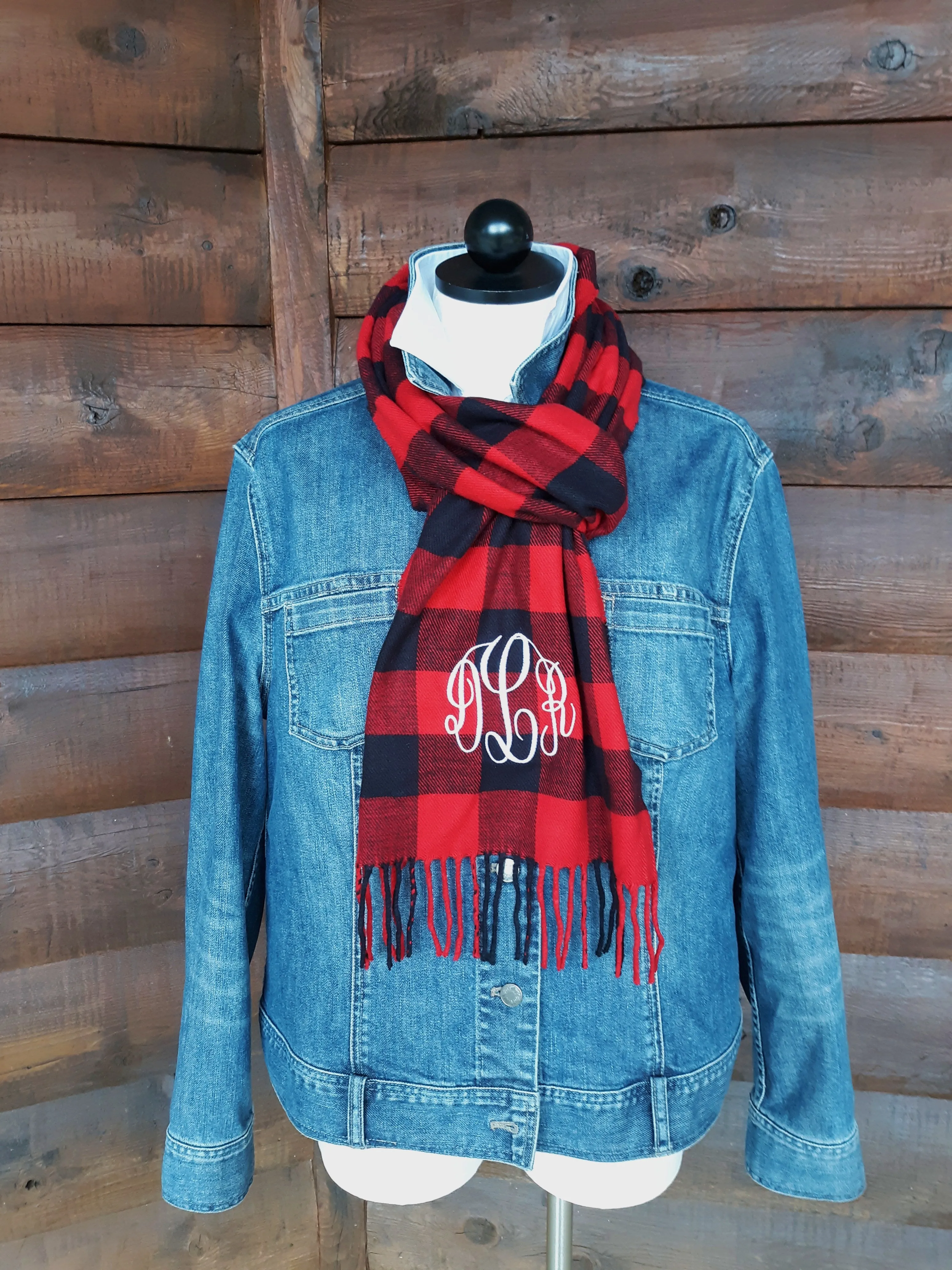 Plaid Scarf With Monogram