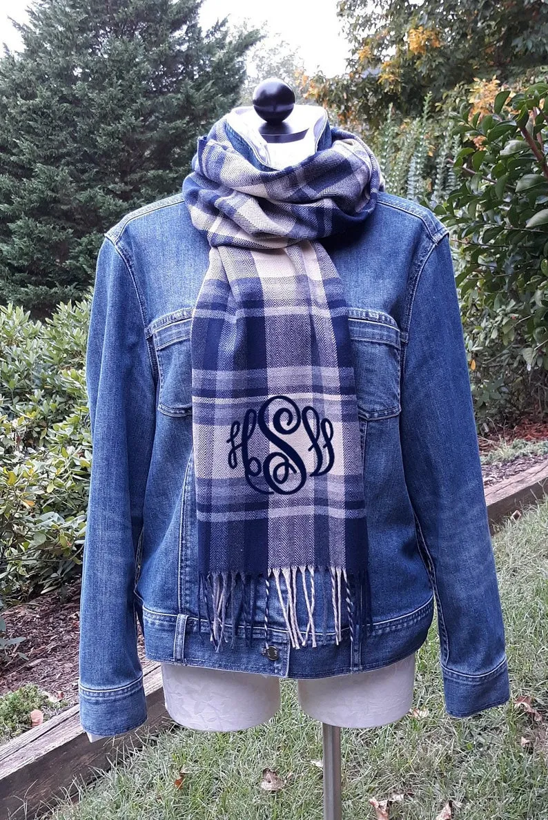 Plaid Scarf With Monogram