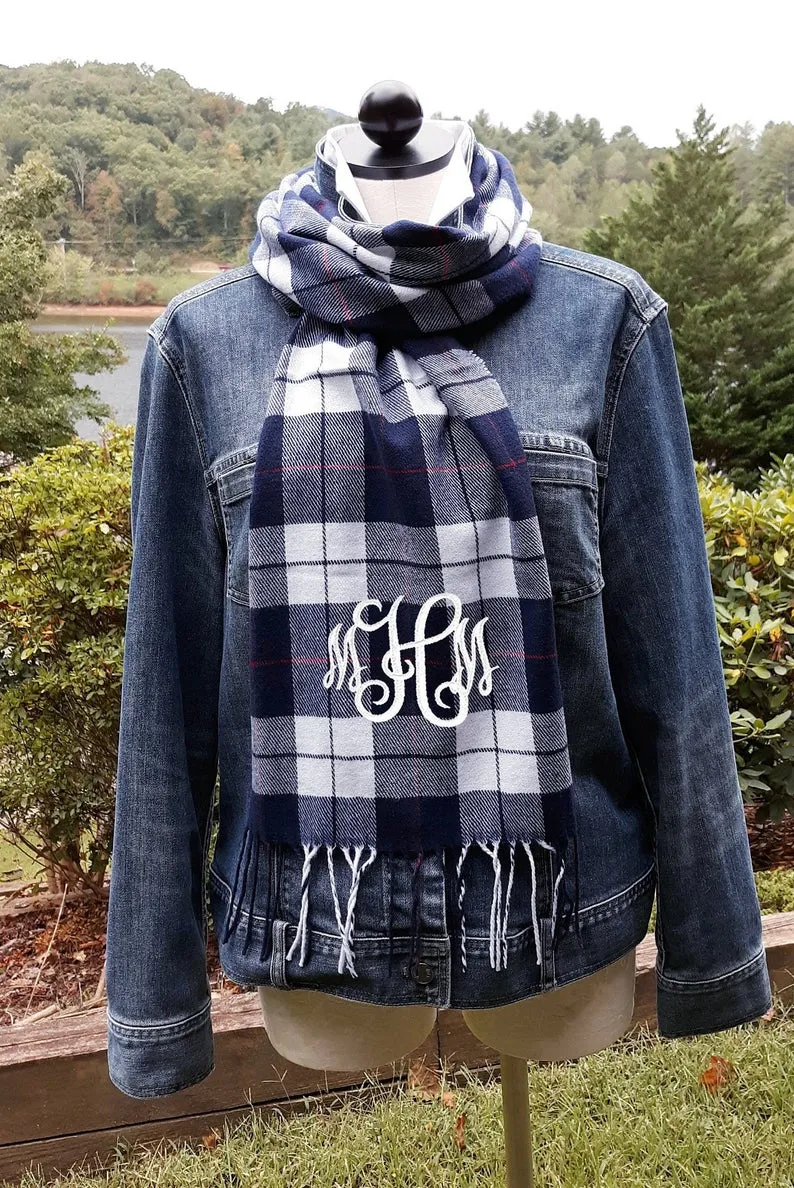 Plaid Scarf With Monogram