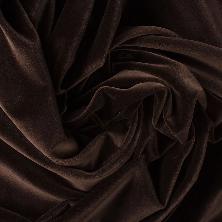 Plain Dark Brown Cotton Blend Velvet