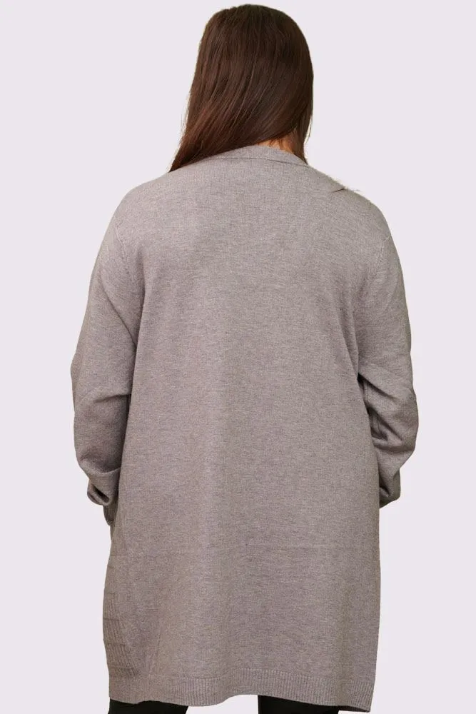 Plain Ribbed Open Front Pocket Cardigan