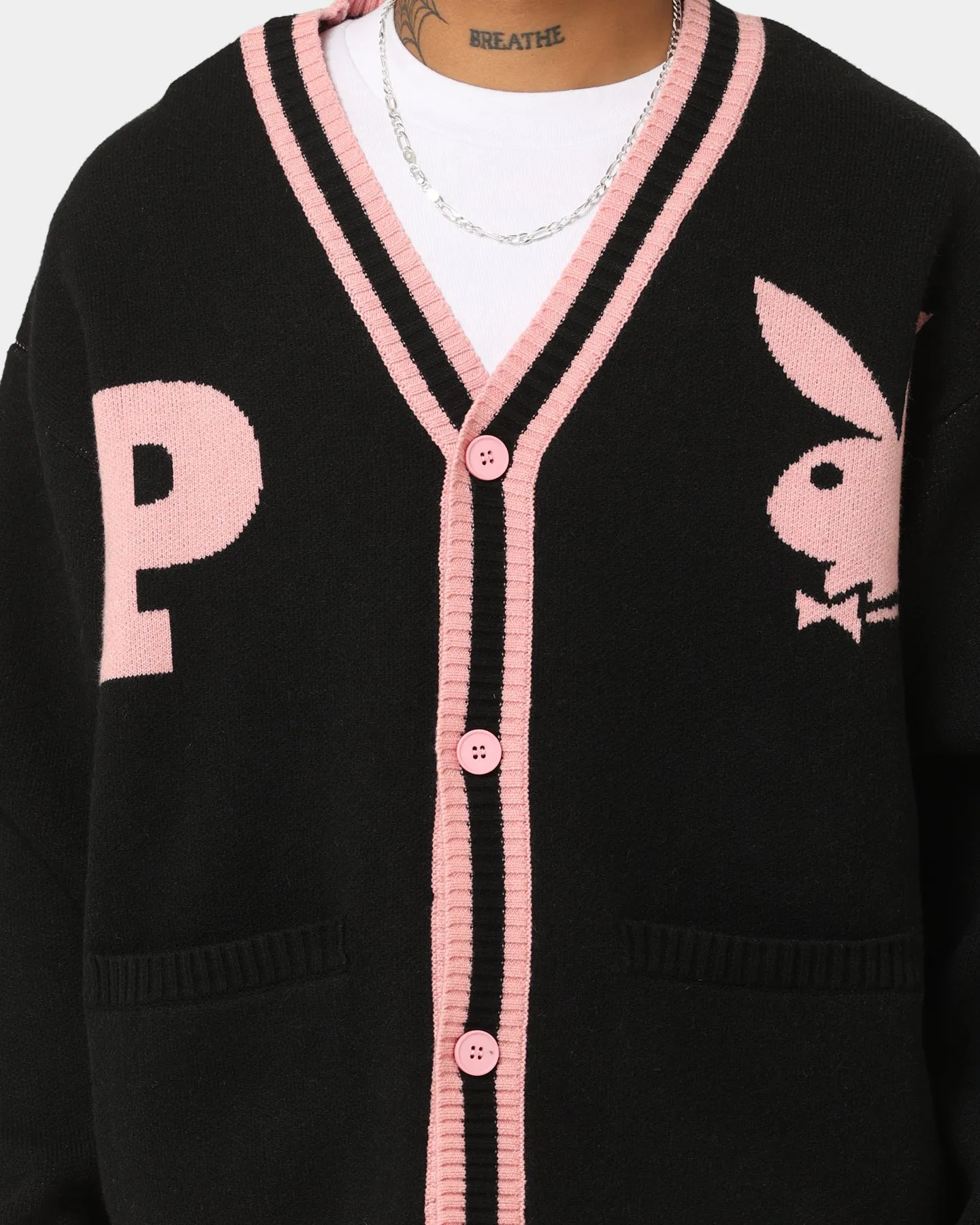 Playboy By CK Collegiate Cardigan Black/Pink