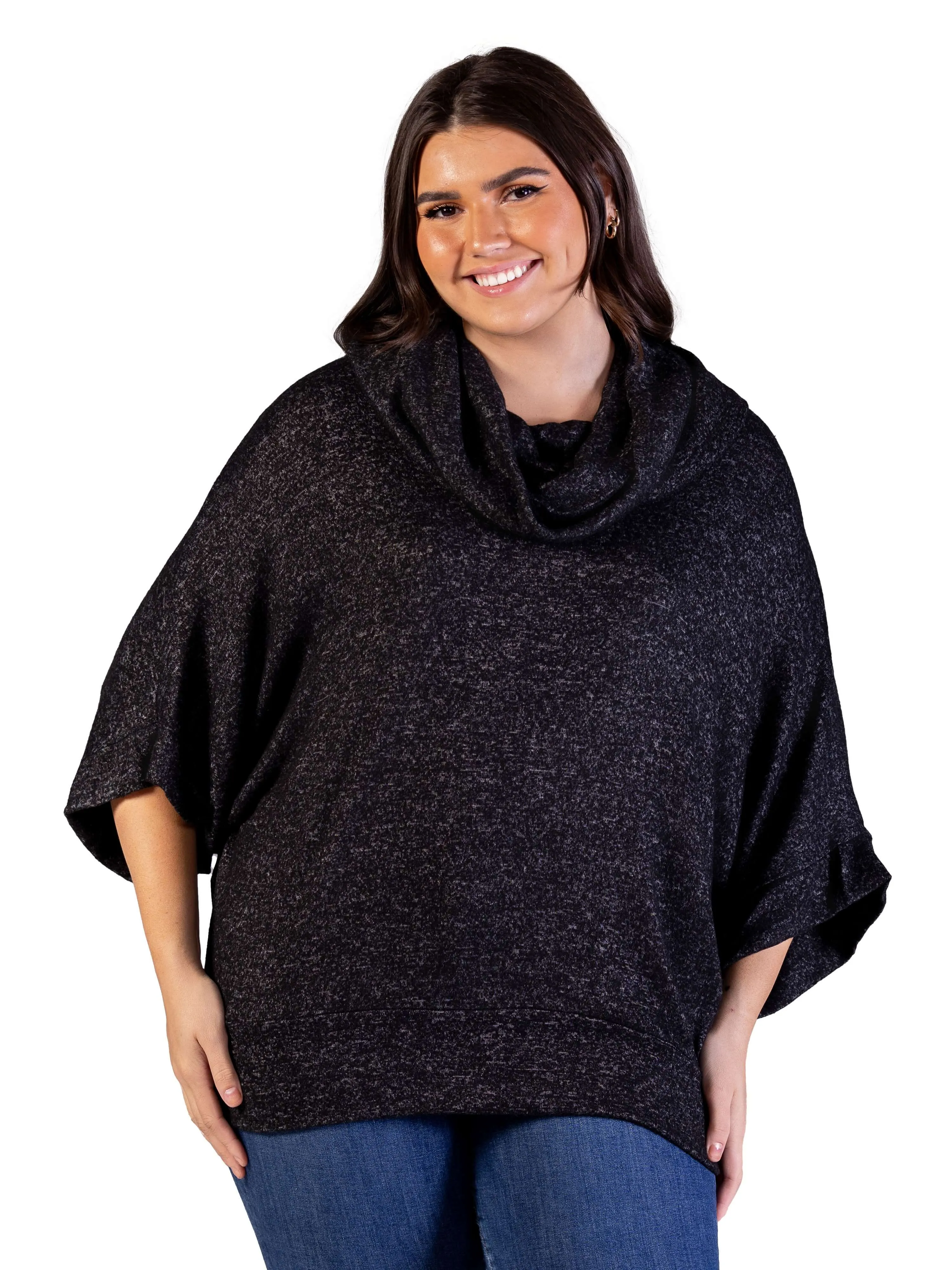 Plus Size Cowl Neck Dolman Sleeve Sweater Top