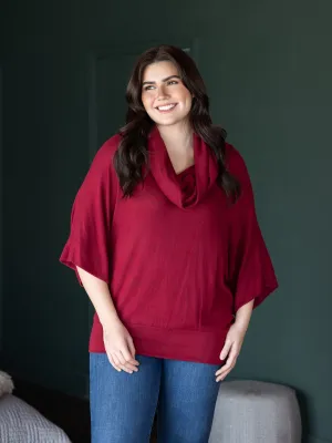 Plus Size Cowl Neck Dolman Sleeve Sweater Top