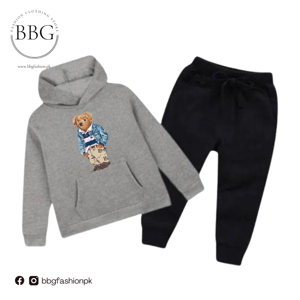 Polo Bear Printed Kids Hoodie Set