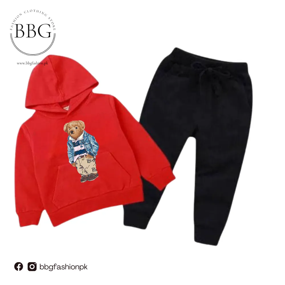 Polo Bear Printed Kids Hoodie Set