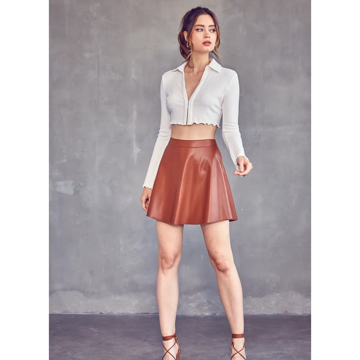 Raw Cut Vegan Leather Skirt