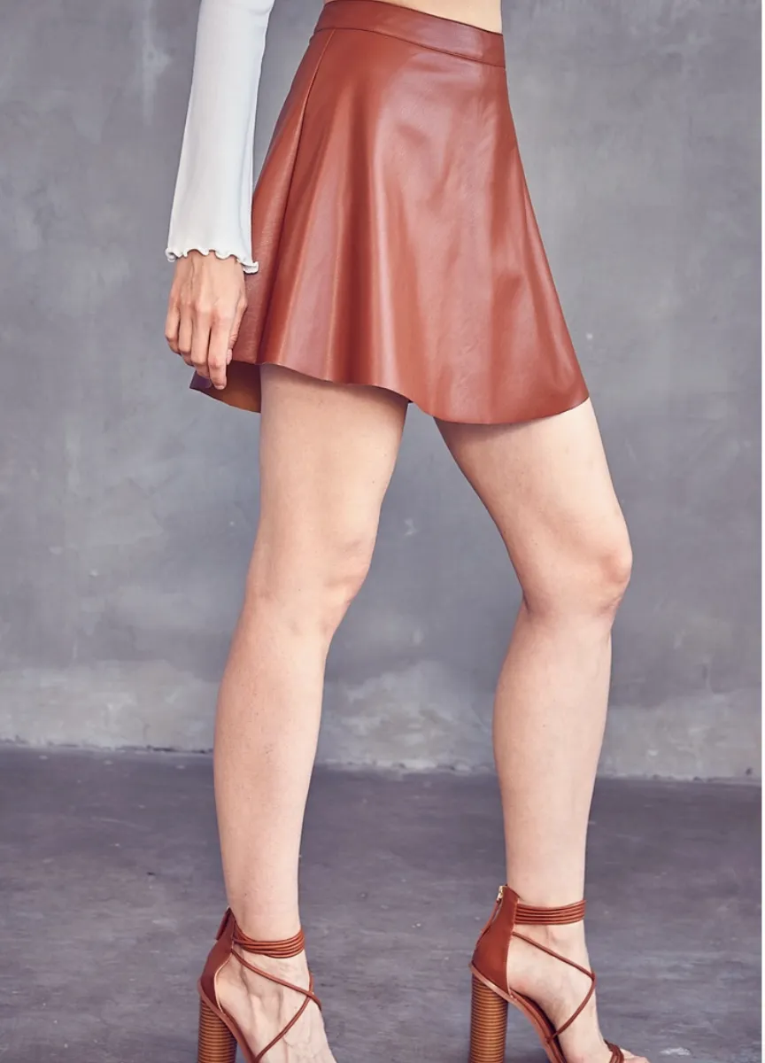 Raw Cut Vegan Leather Skirt