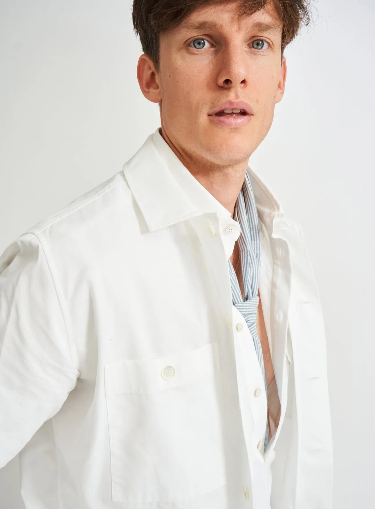 Recycled Italian Rigenerato White Double Pocket Shirt