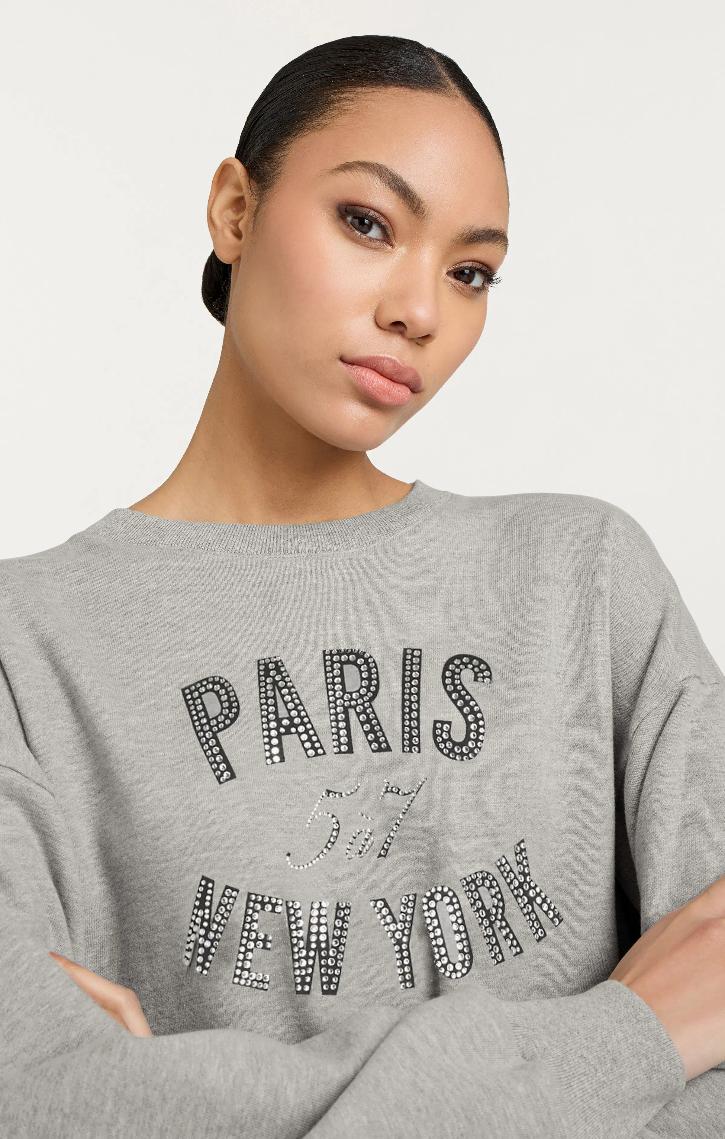 Rhinestone Paris New York Brandy Pullover