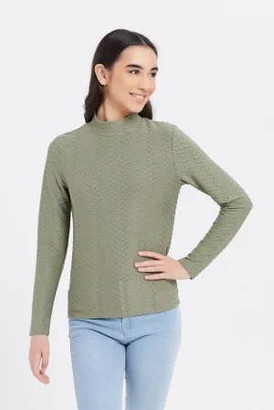 Senior Girls Green Jacquard Top