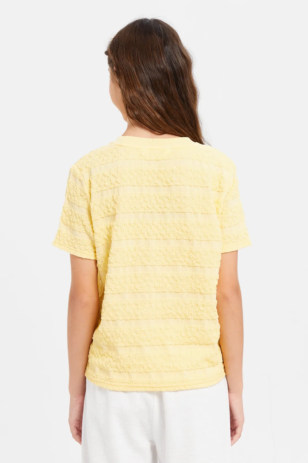 Senior Girls Yellow Jacquard Top