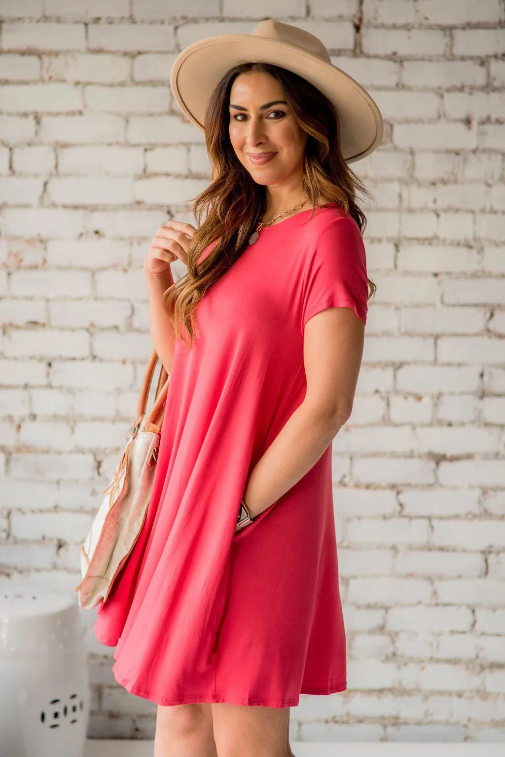 Short Sleeve Swing Tunic Dress